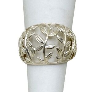 sterling silver olive leaf band ring - GM436